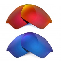 Walleva Polarized Fire Red + Ice Blue Replacement Lenses for Oakley Bottle Rocket (OO9164 Series) Sunglasses